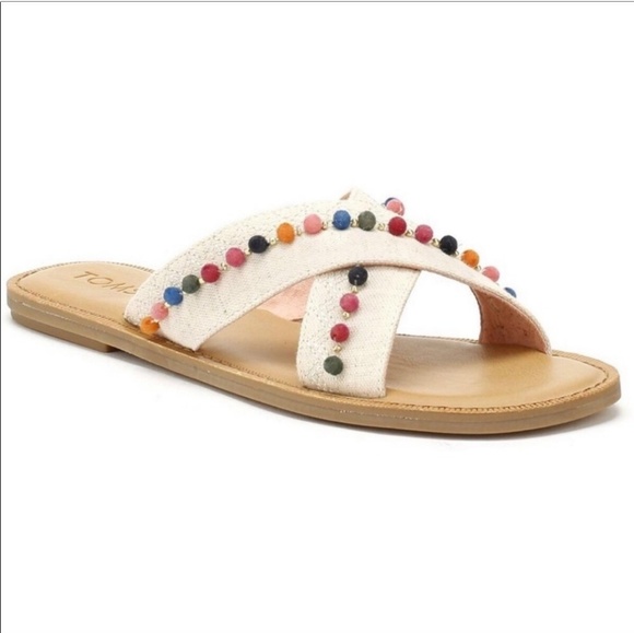 Toms | Shoes | Toms Viv Pom Pom Sandals | Poshmark